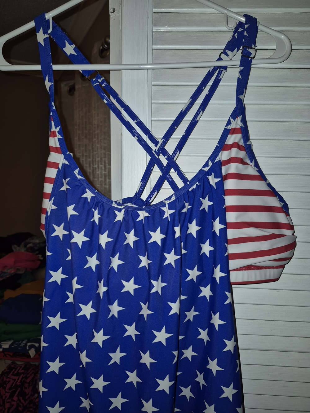 Patriotic Star & Stripe Swim Tankini Top